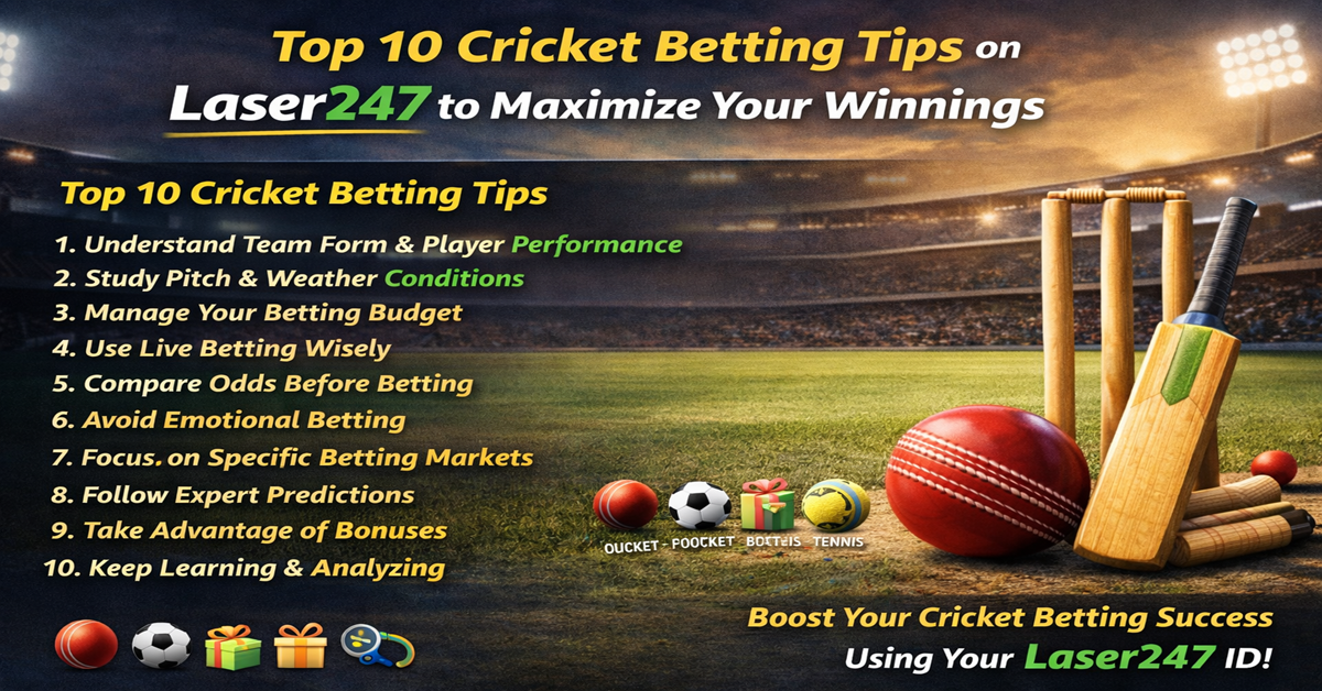 Top 10 Cricket Betting Tips on Laser247 to Maximize Your Winnings